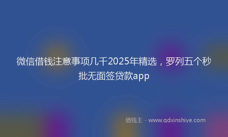 微信借钱注意事项几千2025年精选，罗列五个秒批无面签贷款app