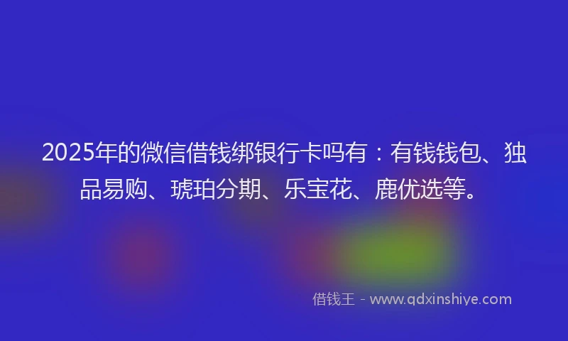 2025年的微信借钱绑银行卡吗有：有钱钱包、独品易购、琥珀分期、乐宝花、鹿优选等。