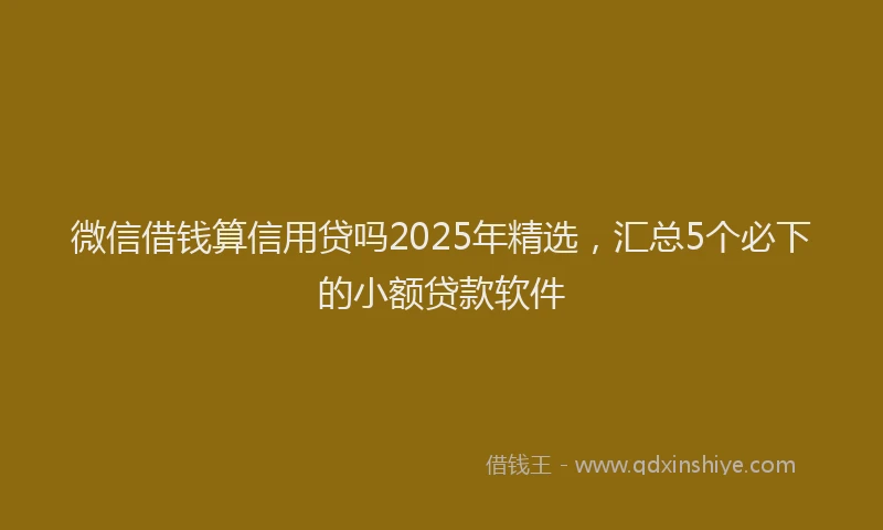 微信借钱算信用贷吗2025年精选，汇总5个必下的小额贷款软件