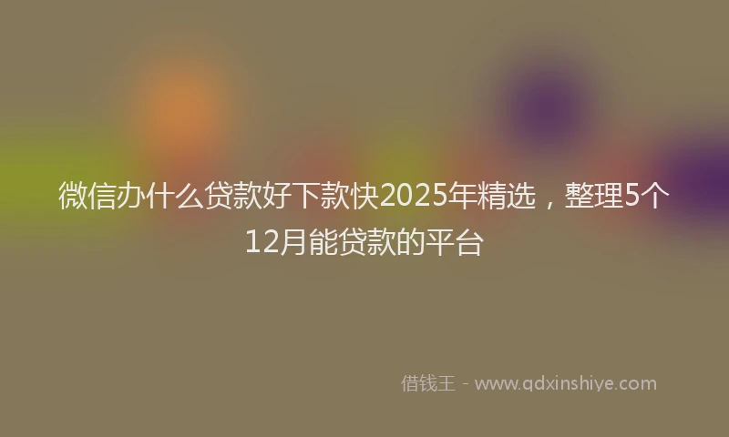 微信办什么贷款好下款快2025年精选，整理5个12月能贷款的平台