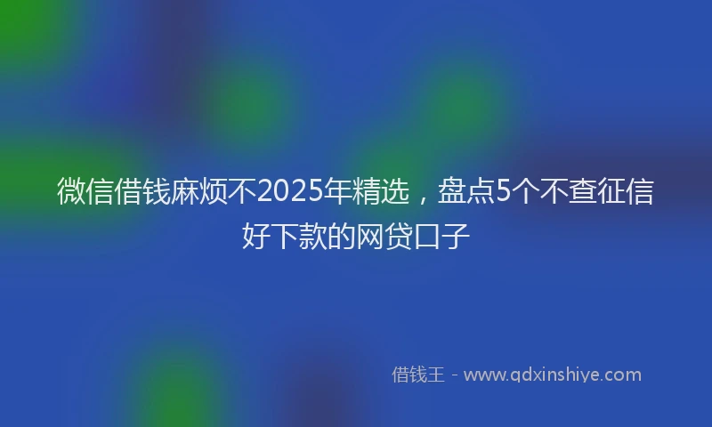 微信借钱麻烦不2025年精选，盘点5个不查征信好下款的网贷口子