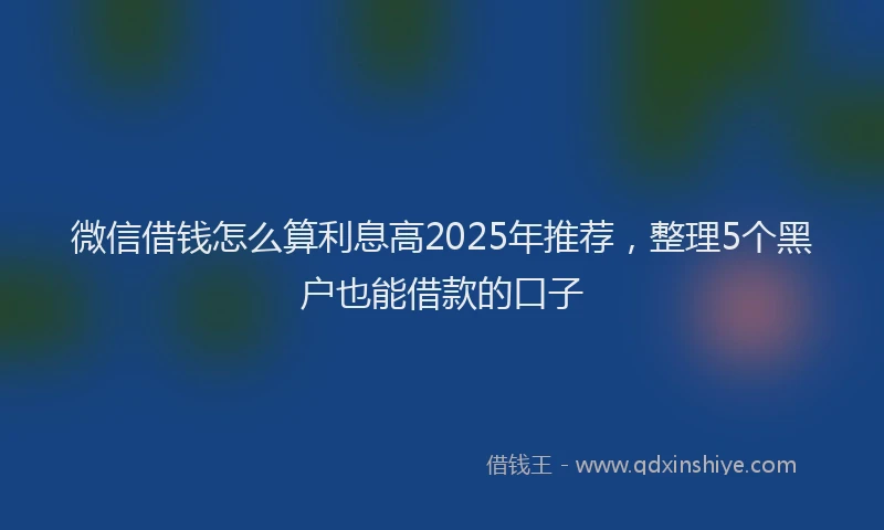 微信借钱怎么算利息高2025年推荐，整理5个黑户也能借款的口子