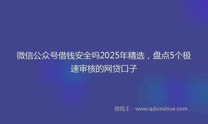 微信公众号借钱安全吗2025年精选，盘点5个极速审核的网贷口子