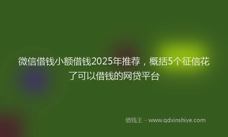 微信借钱小额借钱2025年推荐，概括5个征信花了可以借钱的网贷平台
