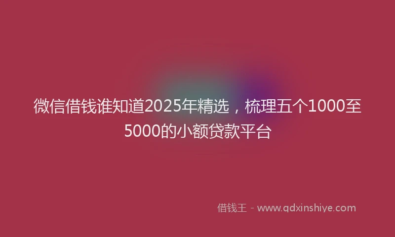 微信借钱谁知道2025年精选，梳理五个1000至5000的小额贷款平台