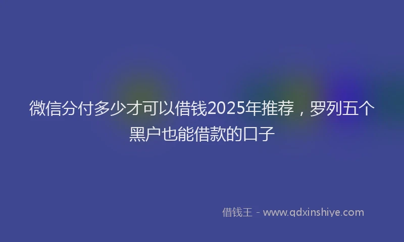 微信分付多少才可以借钱2025年推荐，罗列五个黑户也能借款的口子