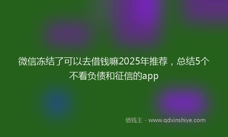微信冻结了可以去借钱嘛2025年推荐，总结5个不看负债和征信的app