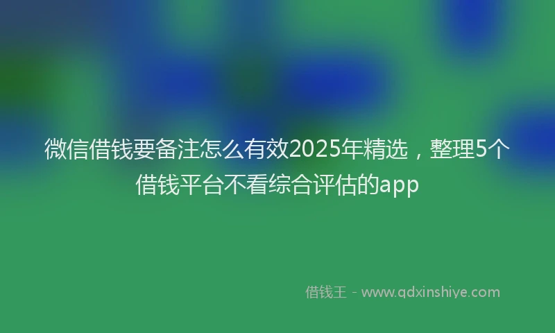微信借钱要备注怎么有效2025年精选，整理5个借钱平台不看综合评估的app