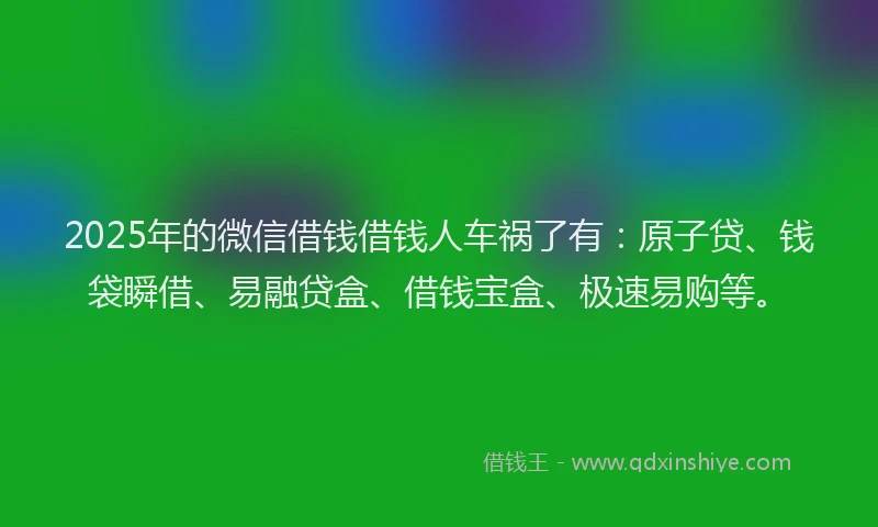 2025年的微信借钱借钱人车祸了有：原子贷、钱袋瞬借、易融贷盒、借钱宝盒、极速易购等。