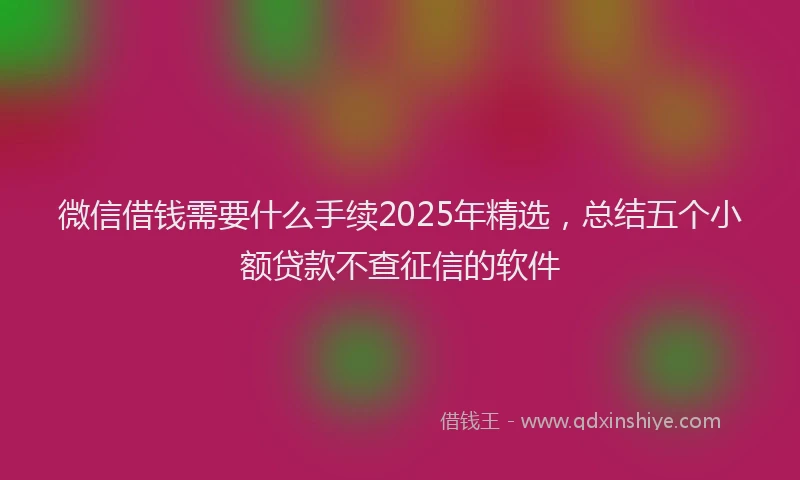 微信借钱需要什么手续2025年精选，总结五个小额贷款不查征信的软件