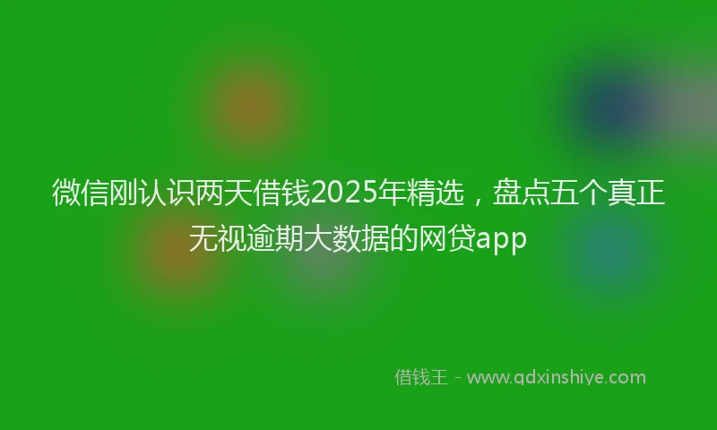 微信刚认识两天借钱2025年精选，盘点五个真正无视逾期大数据的网贷app