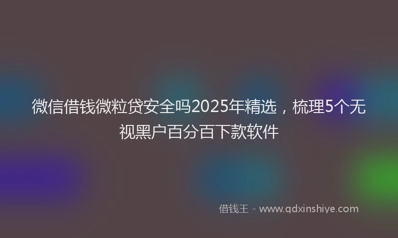 微信借钱微粒贷安全吗2025年精选，梳理5个无视黑户百分百下款软件