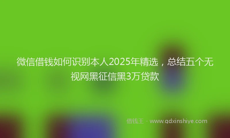 微信借钱如何识别本人2025年精选，总结五个无视网黑征信黑3万贷款