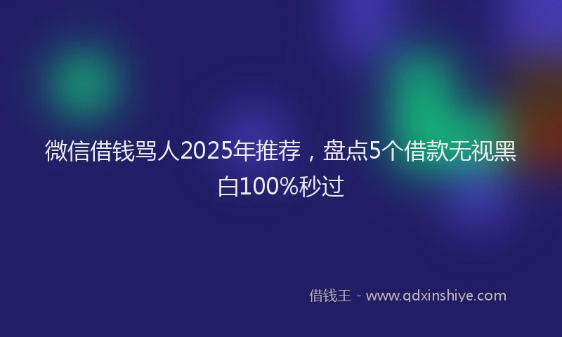 微信借钱骂人2025年推荐，盘点5个借款无视黑白100%秒过