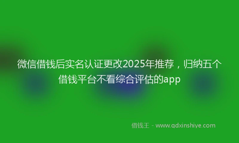 微信借钱后实名认证更改2025年推荐，归纳五个借钱平台不看综合评估的app