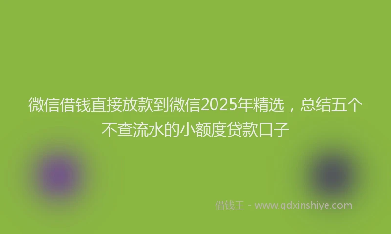 微信借钱直接放款到微信2025年精选，总结五个不查流水的小额度贷款口子