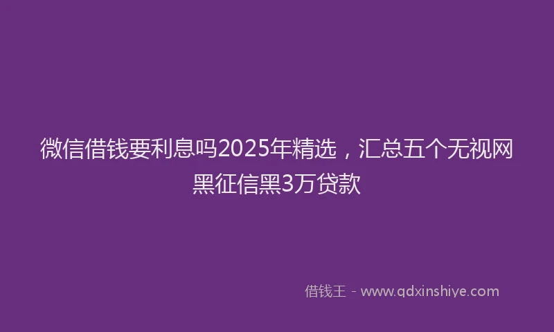 微信借钱要利息吗2025年精选，汇总五个无视网黑征信黑3万贷款