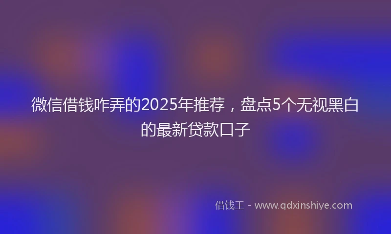 微信借钱咋弄的2025年推荐，盘点5个无视黑白的最新贷款口子