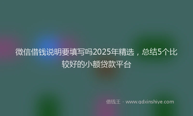 微信借钱说明要填写吗2025年精选，总结5个比较好的小额贷款平台
