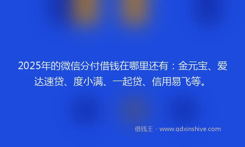2025年的微信分付借钱在哪里还有：金元宝、爱达速贷、度小满、一起贷、信用易飞等。