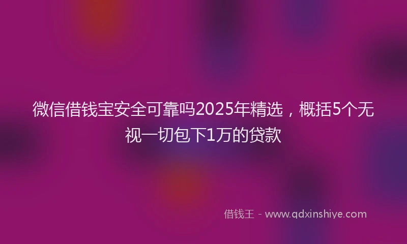 微信借钱宝安全可靠吗2025年精选，概括5个无视一切包下1万的贷款