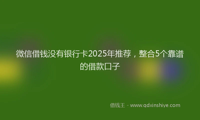 微信借钱没有银行卡2025年推荐，整合5个靠谱的借款口子