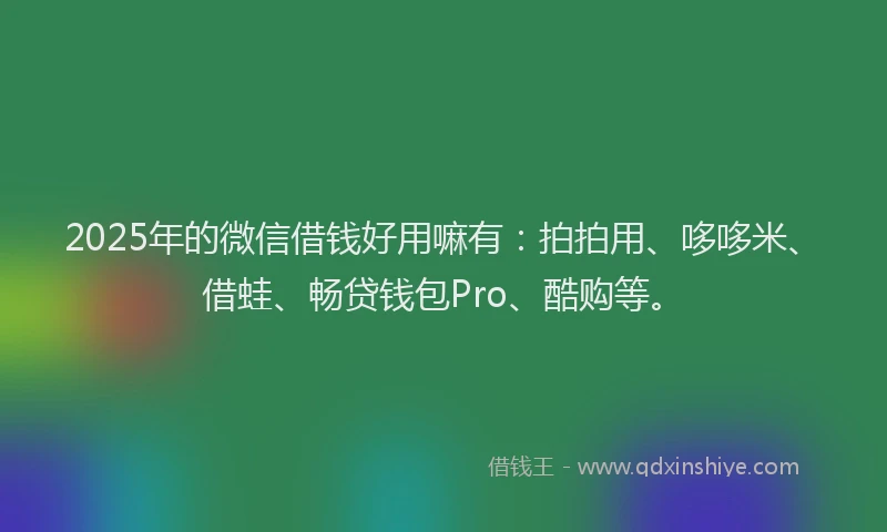 2025年的微信借钱好用嘛有：拍拍用、哆哆米、借蛙、畅贷钱包Pro、酷购等。