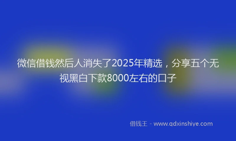 微信借钱然后人消失了2025年精选，分享五个无视黑白下款8000左右的口子