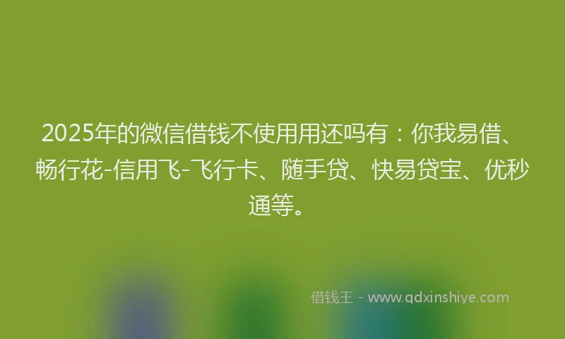 2025年的微信借钱不使用用还吗有：你我易借、畅行花-信用飞-飞行卡、随手贷、快易贷宝、优秒通等。