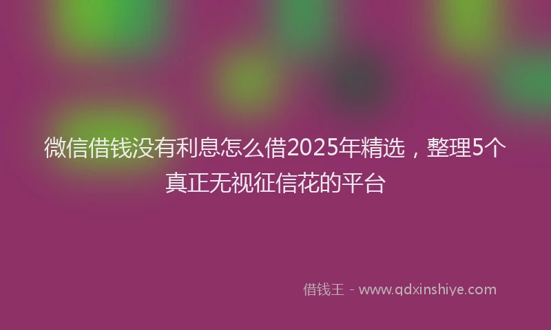 微信借钱没有利息怎么借2025年精选，整理5个真正无视征信花的平台