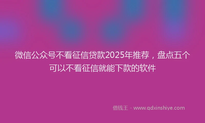 微信公众号不看征信贷款2025年推荐，盘点五个可以不看征信就能下款的软件