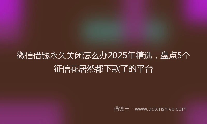 微信借钱永久关闭怎么办2025年精选，盘点5个征信花居然都下款了的平台