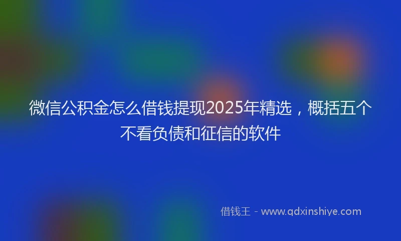 微信公积金怎么借钱提现2025年精选，概括五个不看负债和征信的软件