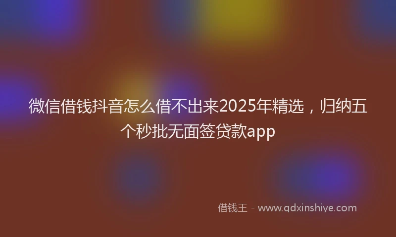 微信借钱抖音怎么借不出来2025年精选，归纳五个秒批无面签贷款app
