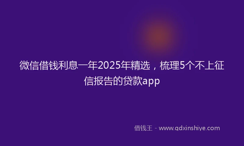微信借钱利息一年2025年精选，梳理5个不上征信报告的贷款app