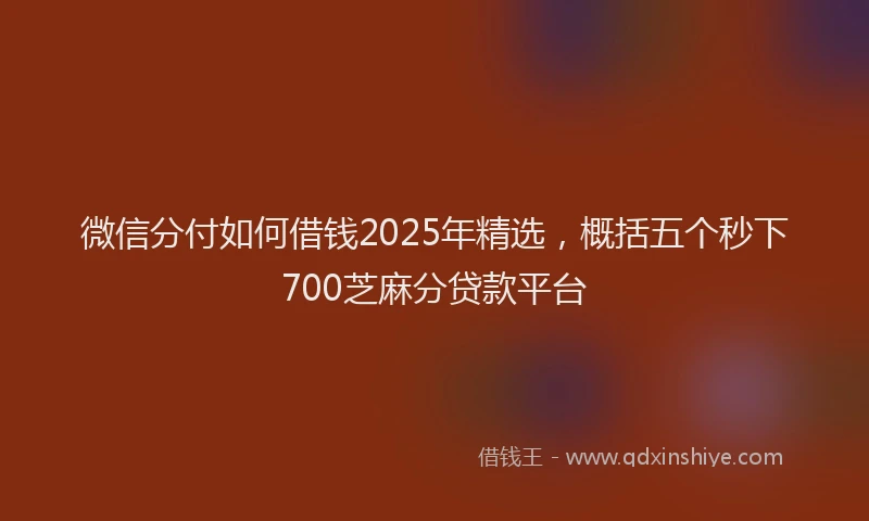 微信分付如何借钱2025年精选，概括五个秒下700芝麻分贷款平台