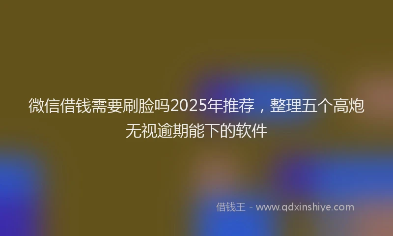 微信借钱需要刷脸吗2025年推荐，整理五个高炮无视逾期能下的软件
