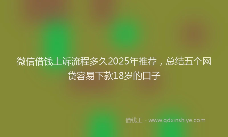 微信借钱上诉流程多久2025年推荐，总结五个网贷容易下款18岁的口子