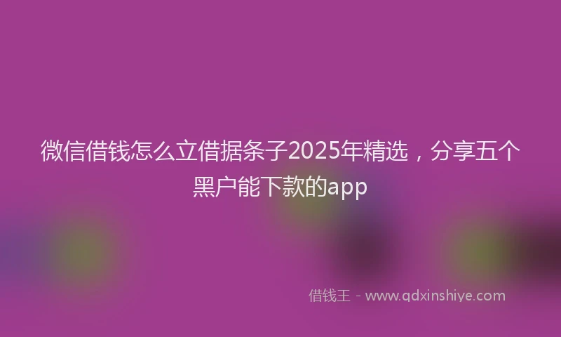 微信借钱怎么立借据条子2025年精选，分享五个黑户能下款的app