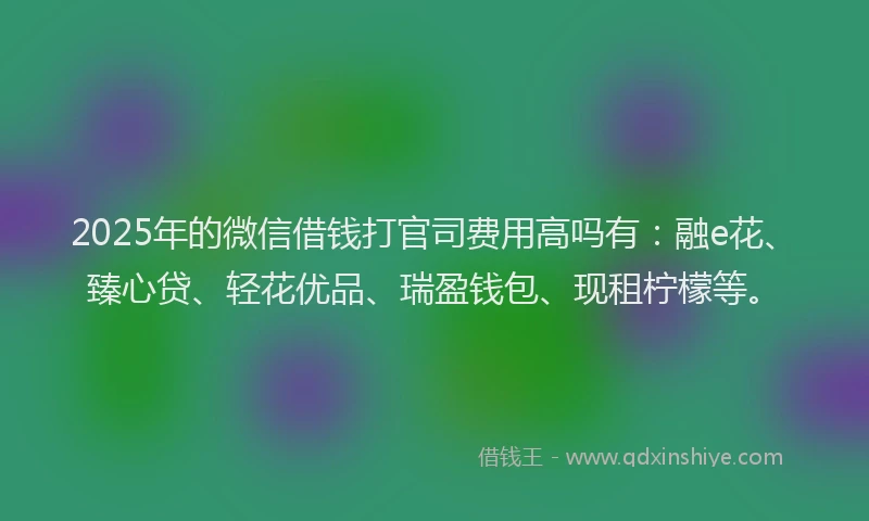 2025年的微信借钱打官司费用高吗有：融e花、臻心贷、轻花优品、瑞盈钱包、现租柠檬等。