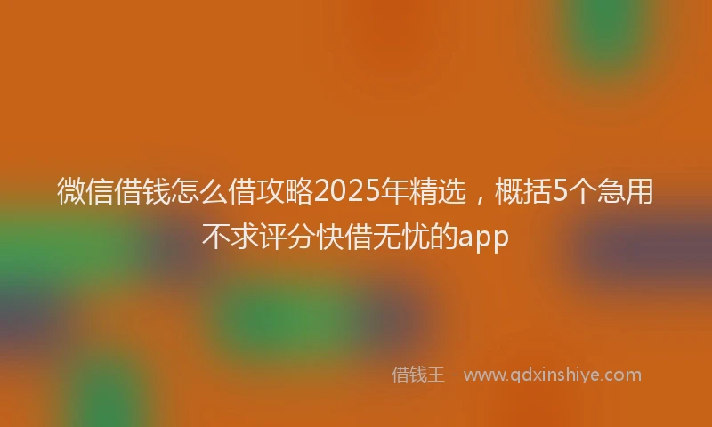 微信借钱怎么借攻略2025年精选，概括5个急用不求评分快借无忧的app