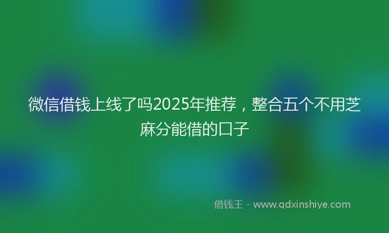 微信借钱上线了吗2025年推荐，整合五个不用芝麻分能借的口子