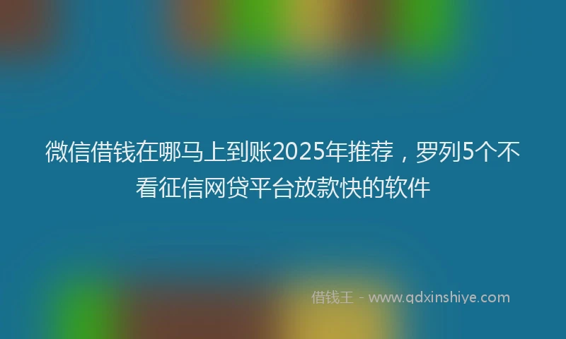 微信借钱在哪马上到账2025年推荐，罗列5个不看征信网贷平台放款快的软件