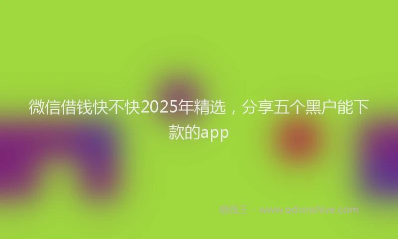 微信借钱快不快2025年精选，分享五个黑户能下款的app