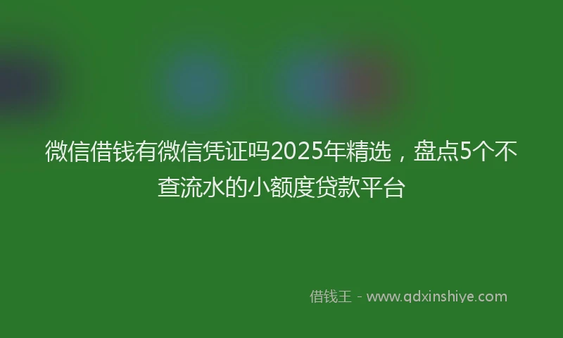 微信借钱有微信凭证吗2025年精选，盘点5个不查流水的小额度贷款平台