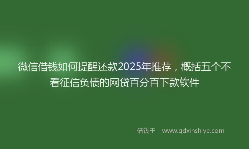 微信借钱如何提醒还款2025年推荐，概括五个不看征信负债的网贷百分百下款软件
