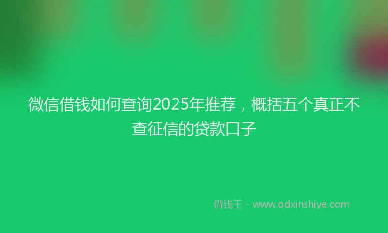 微信借钱如何查询2025年推荐，概括五个真正不查征信的贷款口子