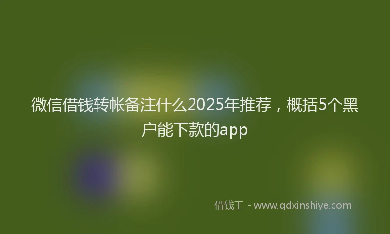 微信借钱转帐备注什么2025年推荐，概括5个黑户能下款的app