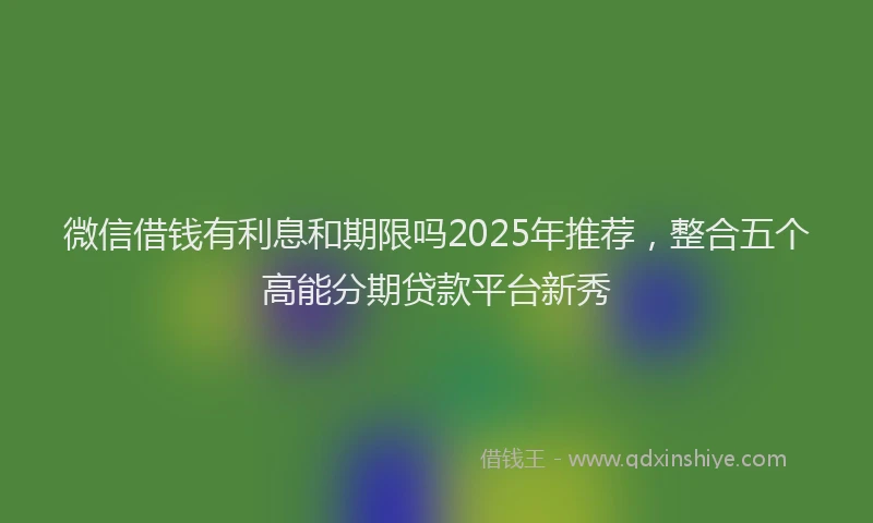微信借钱有利息和期限吗2025年推荐，整合五个高能分期贷款平台新秀
