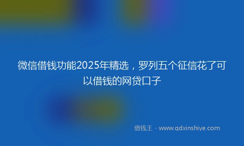 微信借钱功能2025年精选，罗列五个征信花了可以借钱的网贷口子